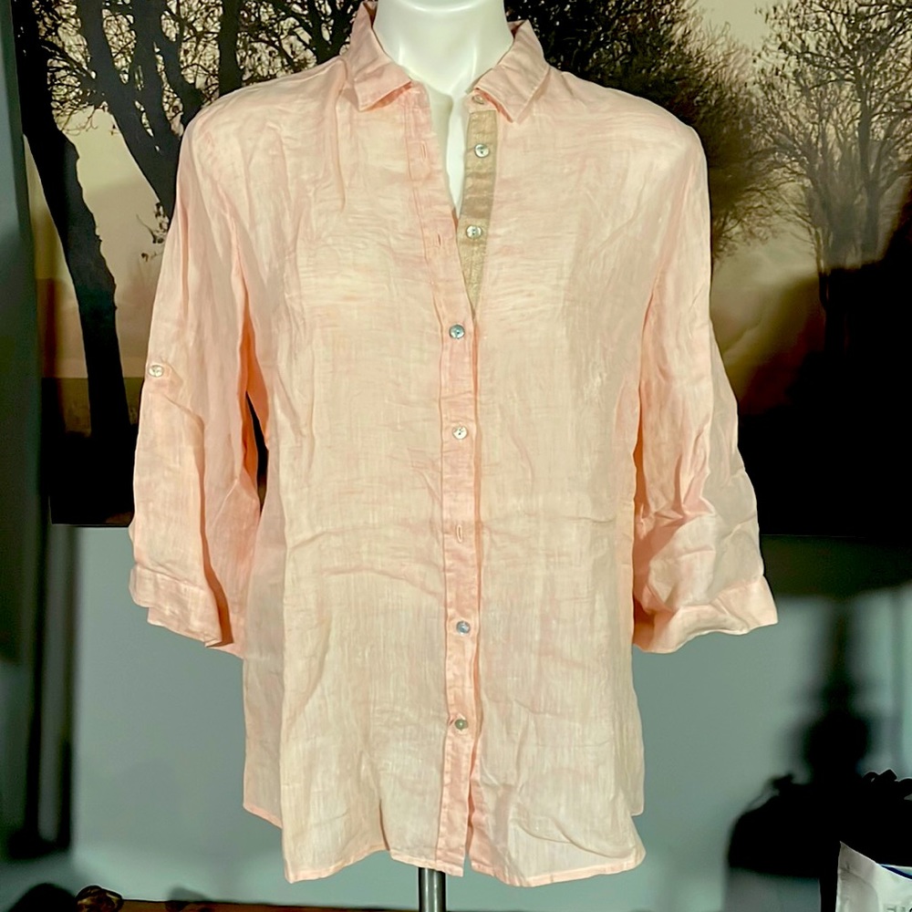 Zanetti Linen Button Down Blouse - XL